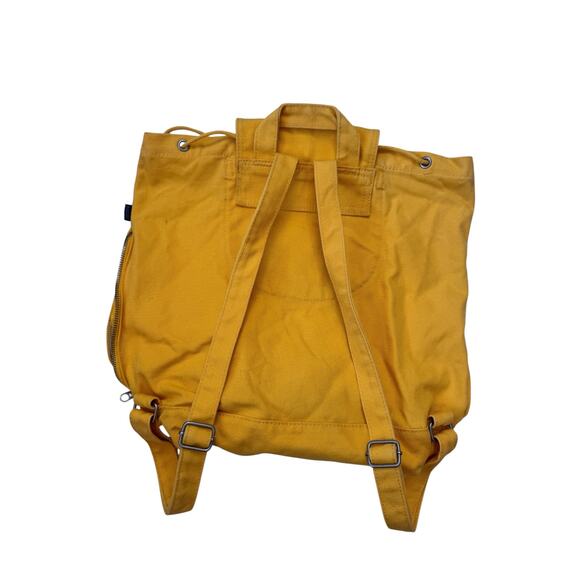 BAGGU Yellow Canvas Drawstring Flap Backpack Zippered Pocket Click Closure main image 10